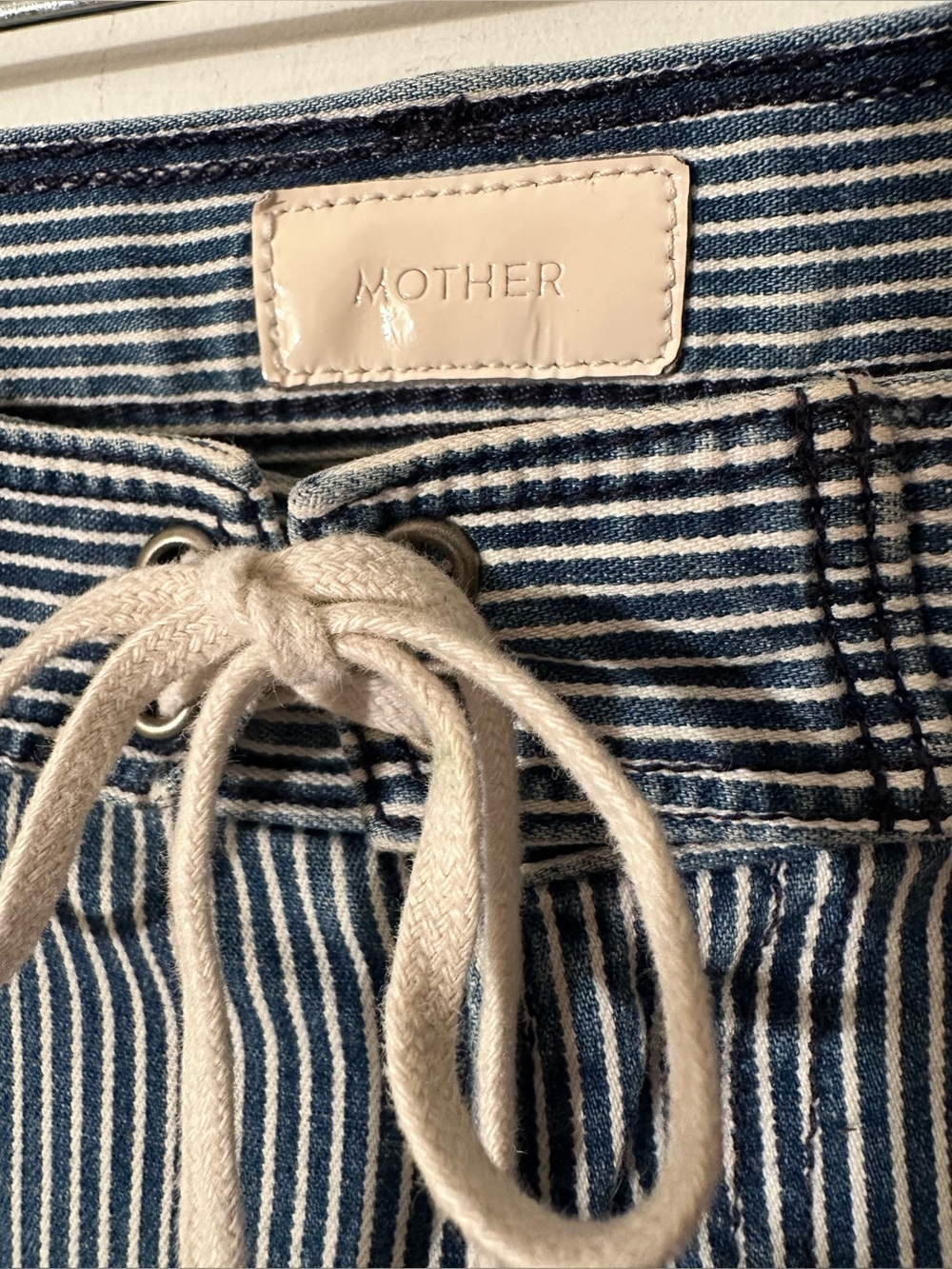 MOTHER 30 Tie Me Up Rascal Down The Road Striped Lo Rise Railroad Skinny Jean - Picture 4 of 14